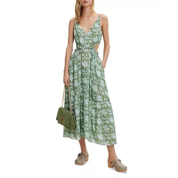 NEW Maje Size 38 (Medium) Women's Runitale Cutout Dress Maxi - Green - Picture 1 of 3